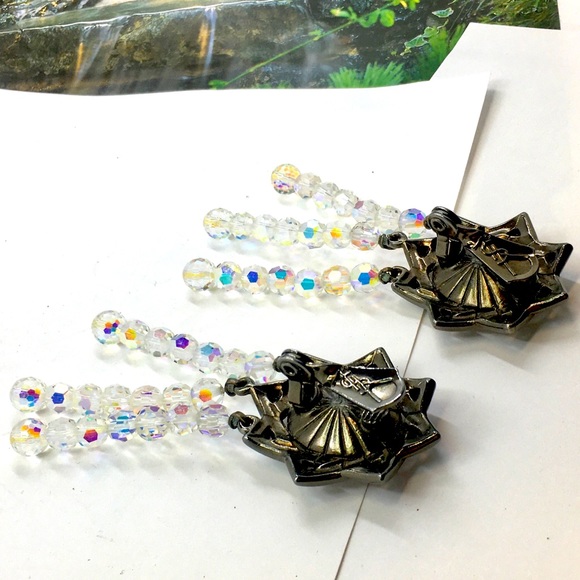 YSL Yves Saint Laurent AB faceted crystal runway clip earrings. Ysl jewelry rare - Picture 7 of 8